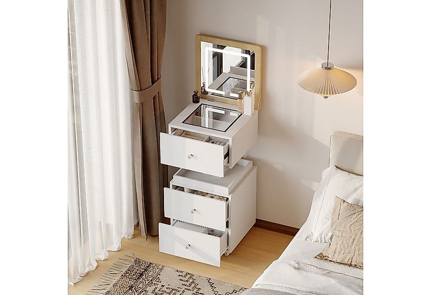 FUFU&GAGA Schminktisch Höhenverstellbarer Schminktisch mit Beleuchtung 3 Fa günstig online kaufen