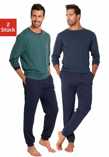 le jogger Pyjama Packung, 2 Stück, 4 Stk. tlg., Schlafanazug lang im Streif günstig online kaufen
