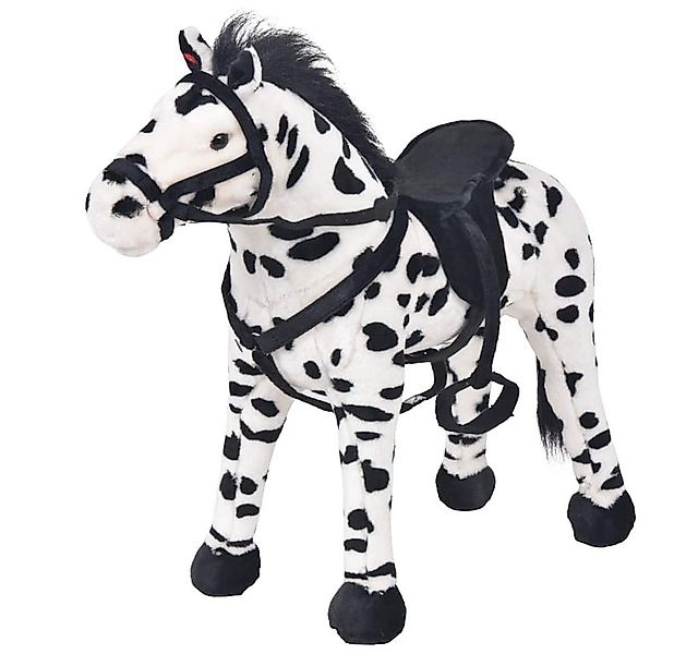 vidaXL Kuscheltier Plüschtier Stehend Pferd Schwarz und Weiß XXL günstig online kaufen