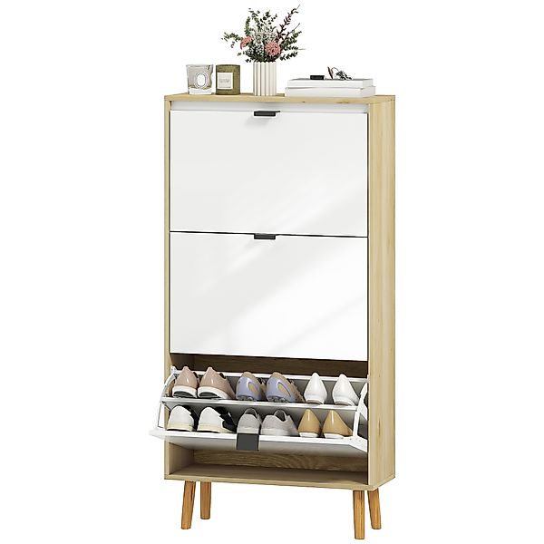 HOMCOM Schuhschrank 18 Paare, Hochglanzfront, schmaler Schuhschrank mit 3 k günstig online kaufen