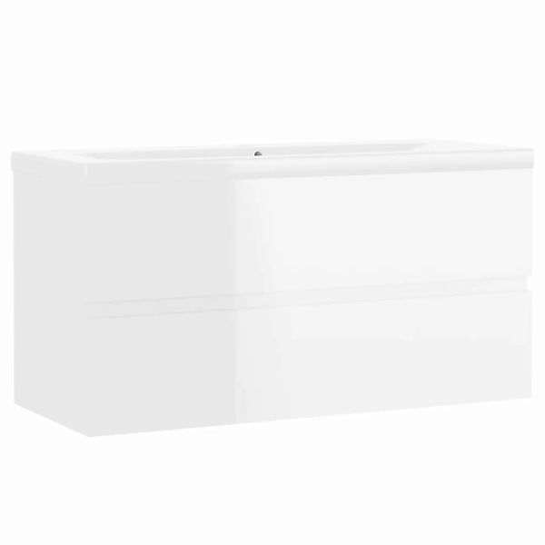 Waschbeckenunterschrank Einbaubecken Hochglanz-weiß Spanplatte günstig online kaufen