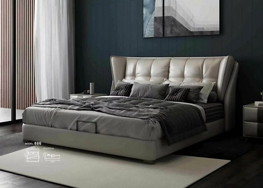 JVmoebel Bett, Grau Schlafzimmer Betten Polster Bett Chesterfield Italienis günstig online kaufen