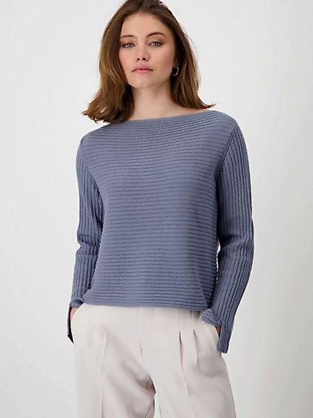 Monari Strickpullover Pullover monari Rippe Mit U-Boot-Ausschnitt günstig online kaufen