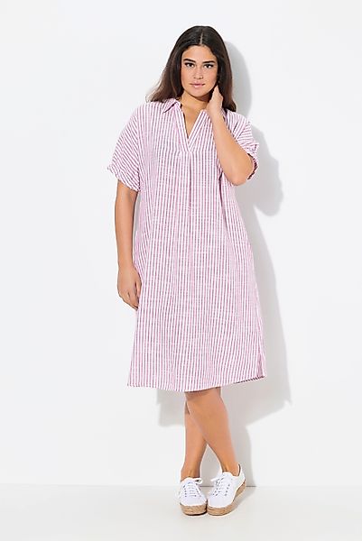 Ulla Popken Jerseykleid Leinenmix-Kleid Streifen Oversized günstig online kaufen