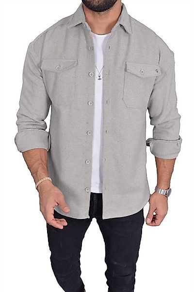 Megaman Jeans Langarmhemd Dickes Unifarben Hemdjacke Premium Freizeithemd günstig online kaufen