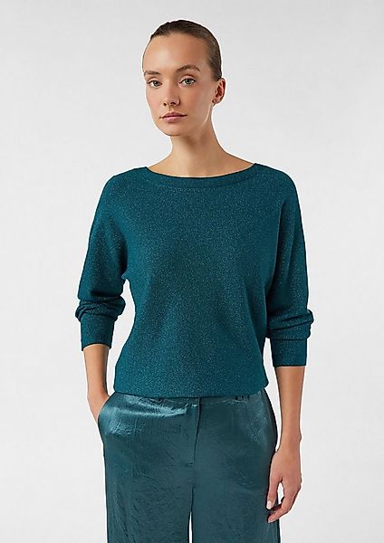 comma Longpullover Strickpullover Feinstrick-Pullover aus Glitzergarn mit F günstig online kaufen