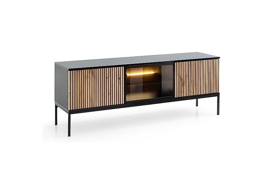 Selsey TV-Schrank TOSENA TV-Lowboard mit LED-Beleuchtung, Lamellenfront, Gl günstig online kaufen