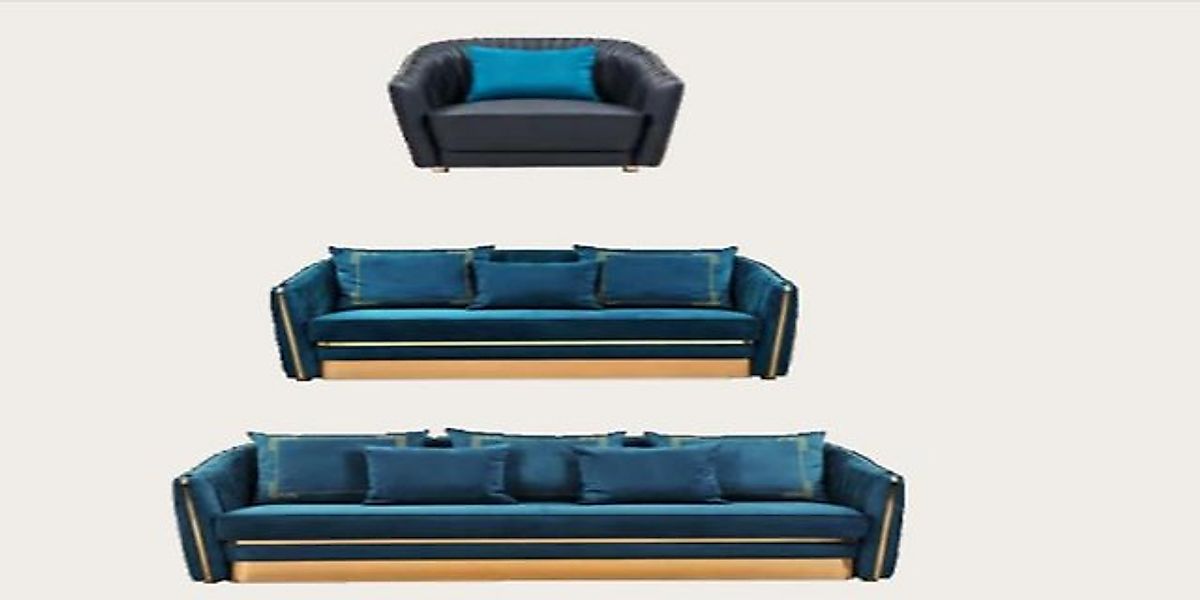 Xlmoebel Sofa Moderne Dreisitzer-Sofagarnitur mit Polstern - Sofa Sitz Couc günstig online kaufen