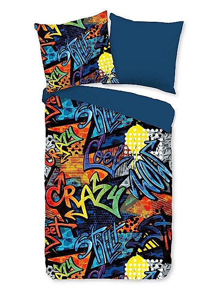 JACK Jugendbettwäsche 135x200cm Graffiti Street Art Style, Microfaser, 2 te günstig online kaufen