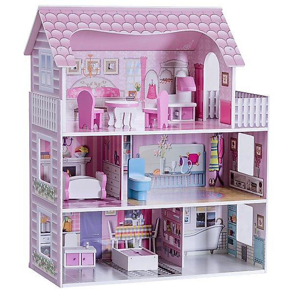 COSTWAY Puppenhaus Puppenstube, 3 Etagen, mit günstig online kaufen