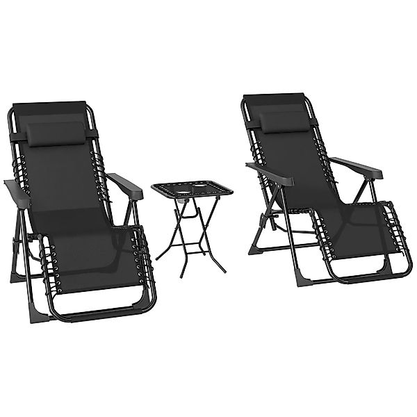 Outsunny Sonnenliegen-Set Metall Schwarz 90L x 65B x 110H cm günstig online kaufen