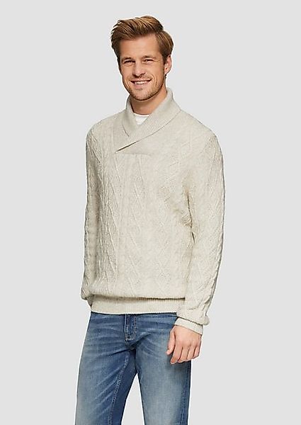 s.Oliver Strickpullover Schalkragenpullover mit Zopfmuster aus Wollmix Ripp günstig online kaufen