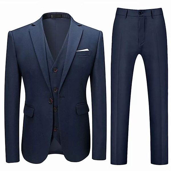 Allthemen Anzug (3 tlg, Sakko & Weste & Hose) Herren 1-Knopf-Businessanzug günstig online kaufen