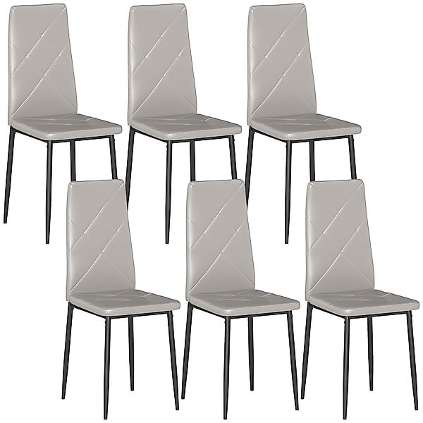 HOMCOM Set mit 6 Esszimmerstühlen aus Kunstleder, Küchenstühle mit hoher Rü günstig online kaufen