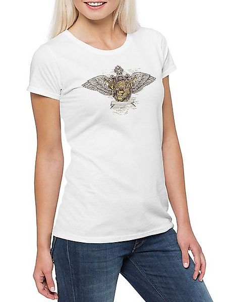Urban Backwoods Print-Shirt Winged Skull Helmet Damen T-Shirt Skulls Schäde günstig online kaufen