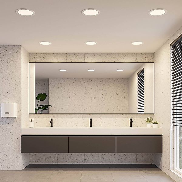 Prios LED-Einbaulampe Cadance, weiß, 24 cm, CCT, IP44 günstig online kaufen