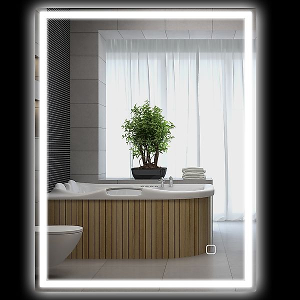 HOMCOM Badspiegel mit Beleuchtung 90x70 cm LED Spiegel Wandspiegel mit Memo günstig online kaufen