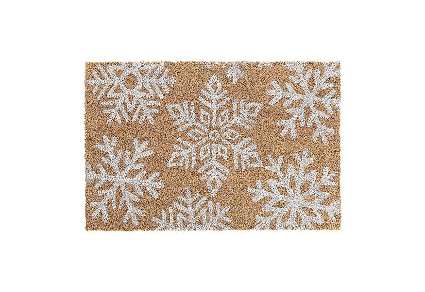 relaxdays Fußmatte Kokos Fußmatte Schneeflocken, Höhe: 15 mm günstig online kaufen