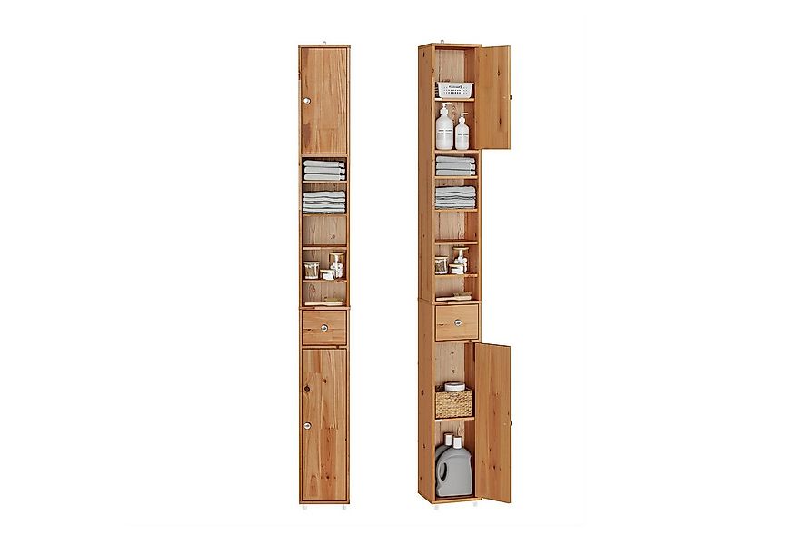 SoBuy Hochschrank BZR34, Badschrank schmal, Badezimmermöbel, Wasserabweisen günstig online kaufen