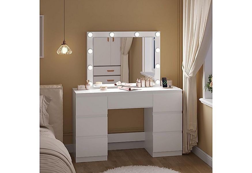 Woltu Schminktisch (1-St), mit Steckdose, mit Spiegel und LED-Beleuchtung, günstig online kaufen