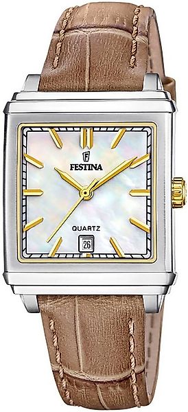 Festina Quarzuhr On The Square F20682/4, Armbanduhr, Damenuhr, Lederarmband günstig online kaufen