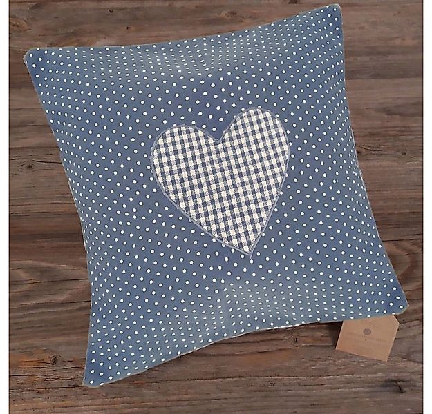 matches21 HOME & HOBBY Kissenbezüge Kissen-Bezug 30x30 cm Herz blau gepunkt günstig online kaufen