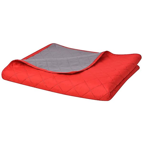 Zweiseitige Steppdecke Tagesdecke Rot/grau 220x240cm günstig online kaufen