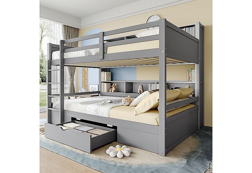 Flieks Etagenbett, Kinderbett Hochbett mit Schublade und Stauraumfächer 90x günstig online kaufen