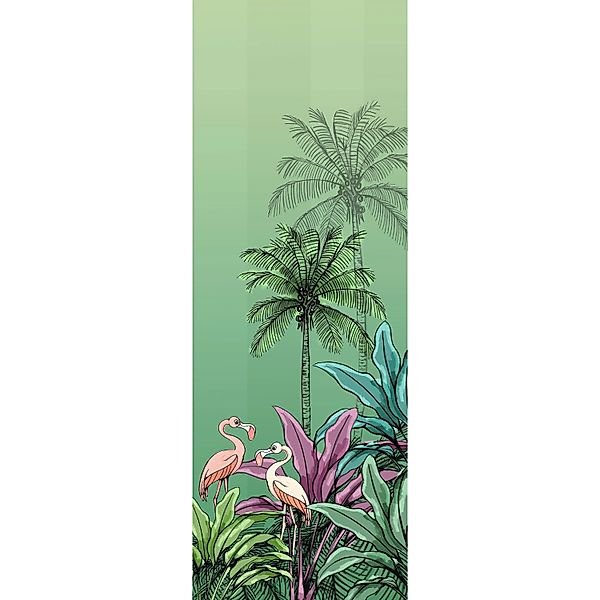Komar Fototapete Jungle Flamingo Grün 100 x 280 cm 610034 günstig online kaufen