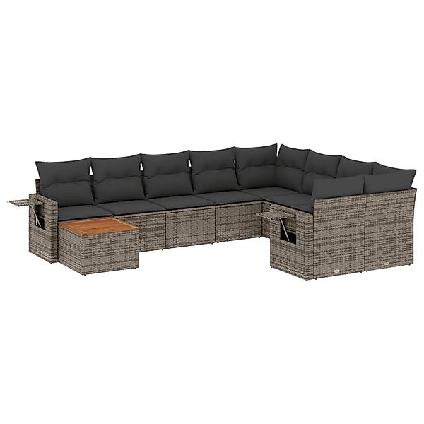 vidaXL 10-Tlg Garten-Sofagarnitur mit Kissen Grau Poly Rattan 3257061 günstig online kaufen