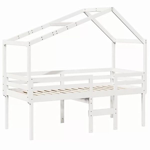 vidaXL Bett Hochbett mit Dach Weiß 75x190 cm Massivholz Kiefer günstig online kaufen
