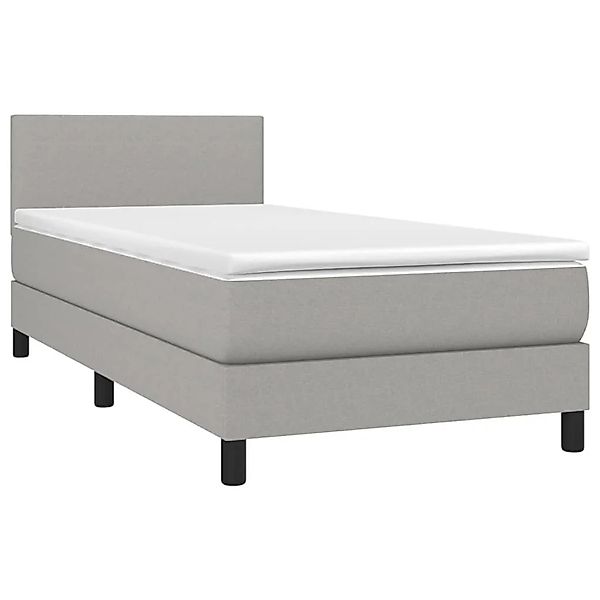 vidaXL Boxspringbett mit Matratze & LED Hellgrau 100x200 cm Stoff 3132973 günstig online kaufen