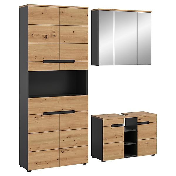 Badkombination Canu Hochschrank/Spiegelschrank Artisan/Grau 171 cm 3-tlg. günstig online kaufen