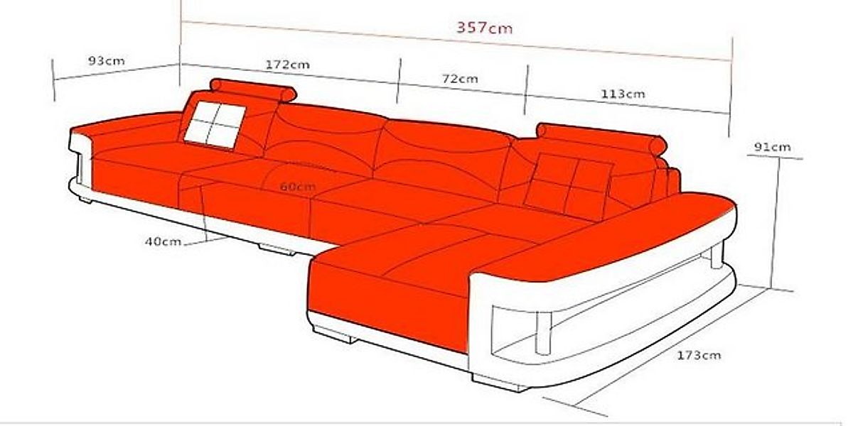 JVmoebel Ecksofa Ecksofa Eck Sofa mit USB Garnitur Polster Leder Wohnlandsc günstig online kaufen