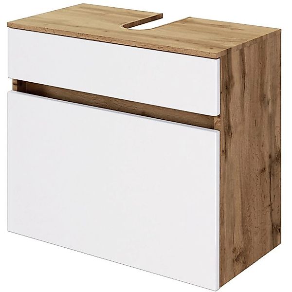 Held Möbel Waschbeckenunterschrank Bari 60 cm matt Weiß-Wotaneiche günstig online kaufen
