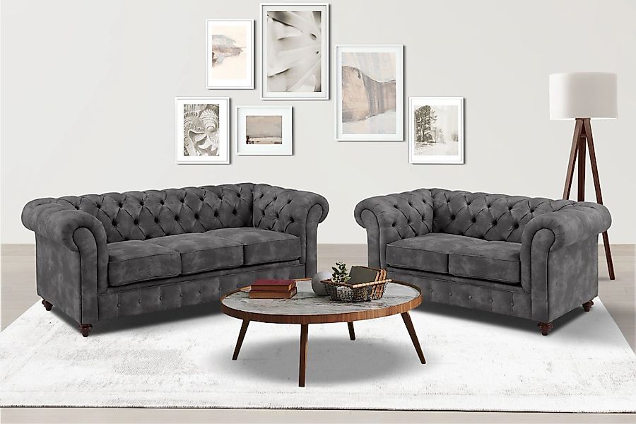 Home affaire Sitzgruppe "Chesterfield", (2 tlg.), hochwertige Knopfheftung, günstig online kaufen