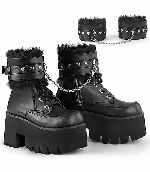 Gothic Ankle Boots ASHES-57 - Lederimitat Schwarz (Schuhgröße: EUR 42) günstig online kaufen