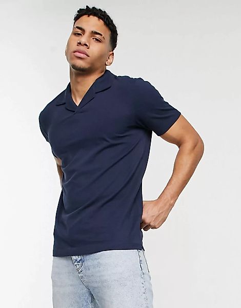 Selected Homme – Oversize-Poloshirt mit Reverskragen in Marine-Marineblau günstig online kaufen