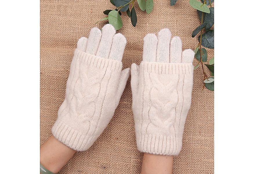 MIRROSI Strickhandschuhe Damen Handschuhe 2 in 1 mit abnehmbarer Strick Man günstig online kaufen