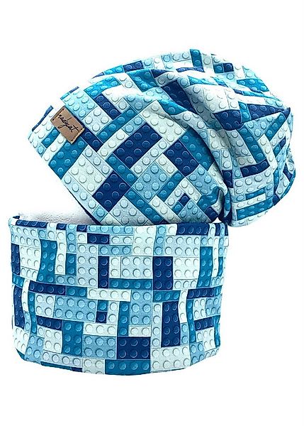 nadycat Beanie BAUSTEINE blau (2-St., Beanie mit passendem Loop) handgefert günstig online kaufen
