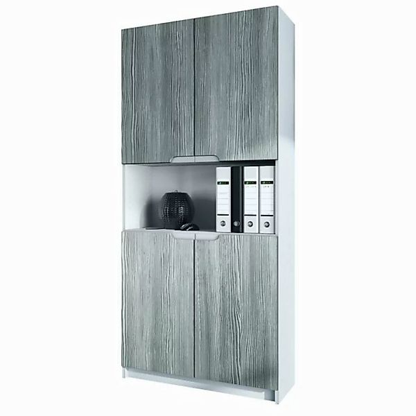 Vladon Aktenschrank Logan V2 (Aktenschrank, mit 5 Fächern und 4 Türen) Weiß günstig online kaufen