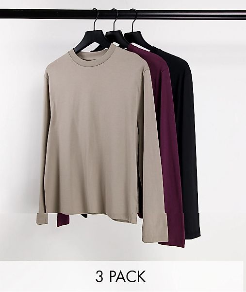 ASOS DESIGN – Langärmlige Shirts aus Bio-Baumwolle in verschiedenen Farben günstig online kaufen