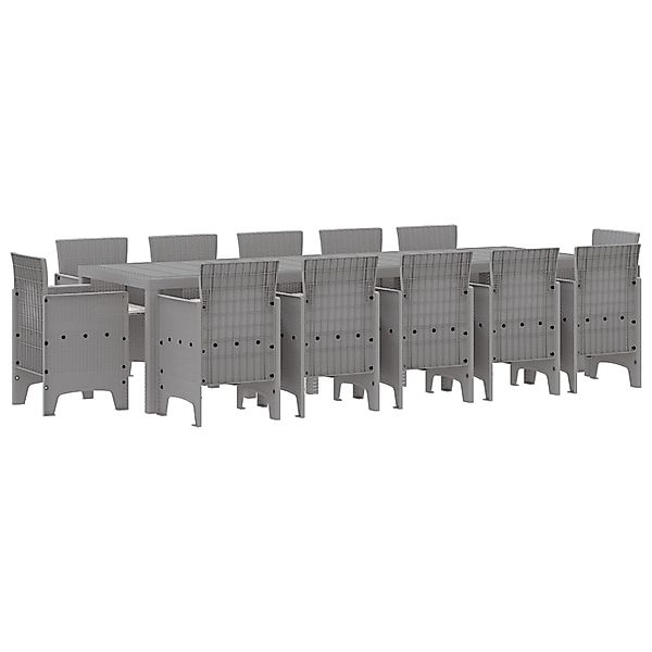 vidaXL Garten Essgruppe mit Kissen 13-Tlg Hellgrau Poly Rattan 3378629 günstig online kaufen