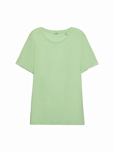 Esprit T-Shirt CURVY T-Shirt aus Baumwolle-Leinen-Mix (1-tlg) günstig online kaufen