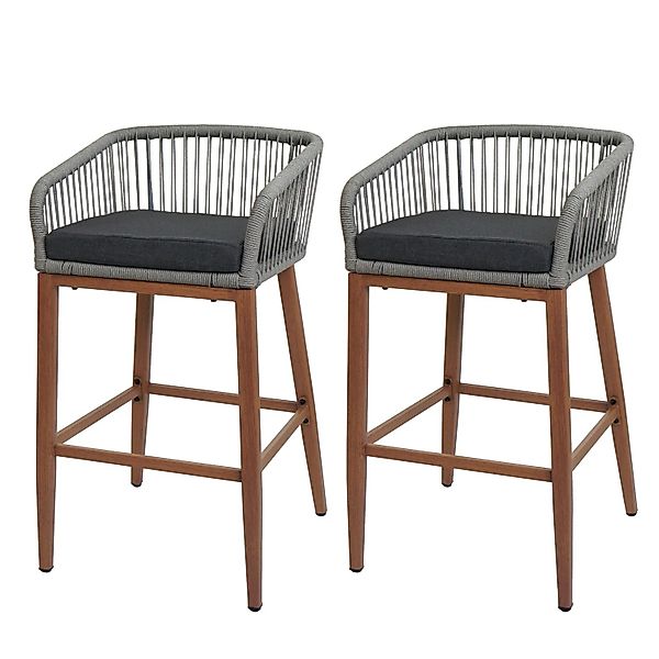 Proregal 2er-Set Rope-Barhocker HxBxT 92x51x53 cm Sitzhöhe 76cm Hellgrau Ki günstig online kaufen