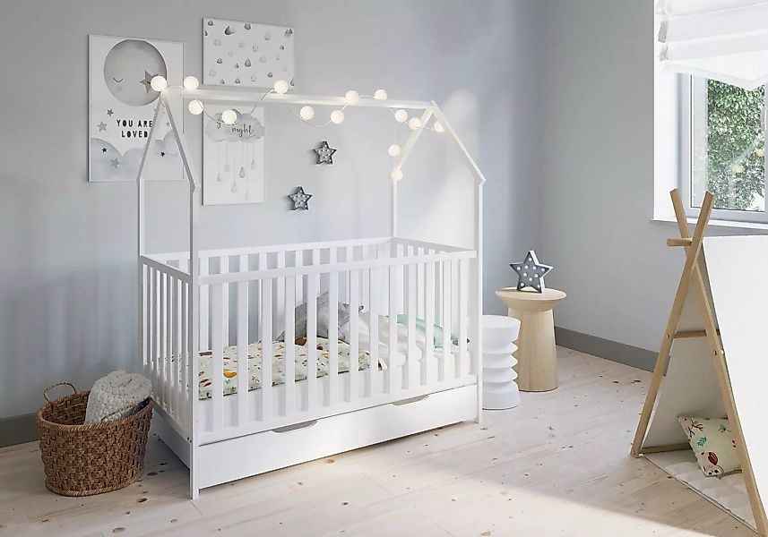 FabiMax Kinderbett Hausbett Schlafmütze, Kiefer massiv, Gitterbett, Babybet günstig online kaufen