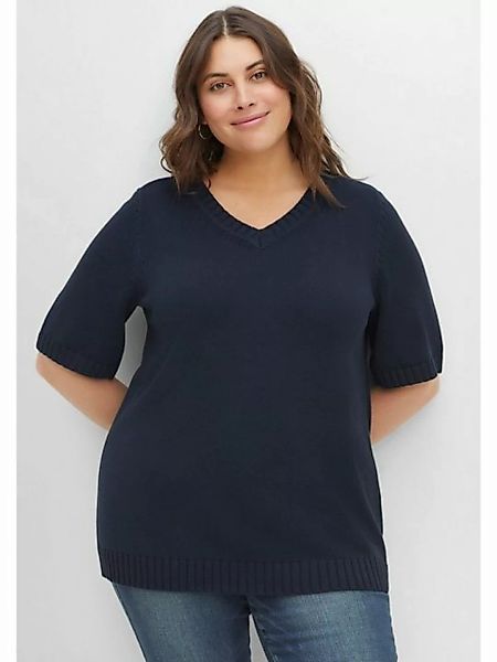 Sheego V-Ausschnitt-Pullover Große Größen aus reiner Baumwolle günstig online kaufen