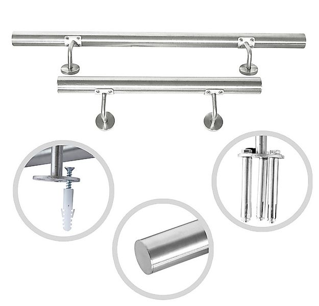 Melko Handlauf Treppengeländer Edelstahl Wandhandlauf 50-200cm Geländer Tre günstig online kaufen