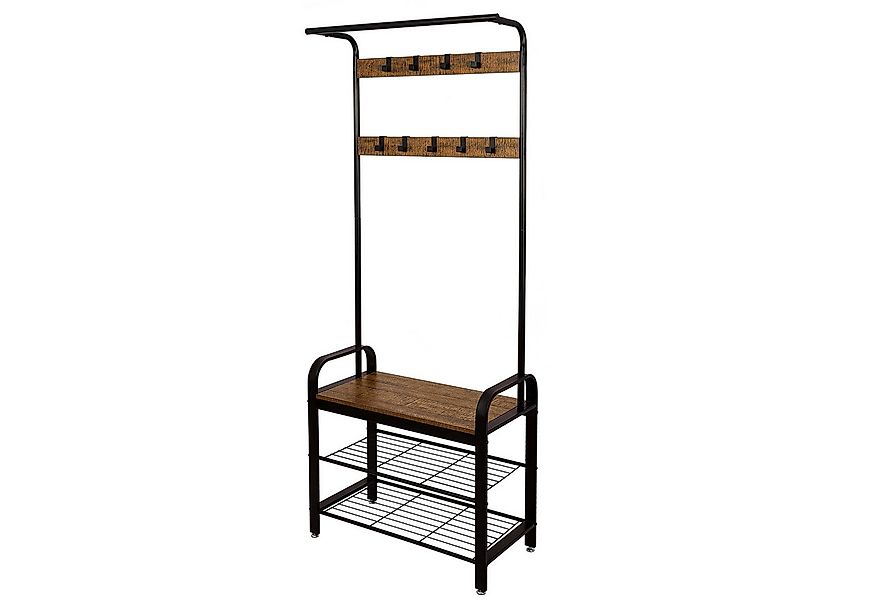 Mondeer Garderobenständer Kleiderständer, Schuhregal mit Sitzfläche, 9 Abne günstig online kaufen