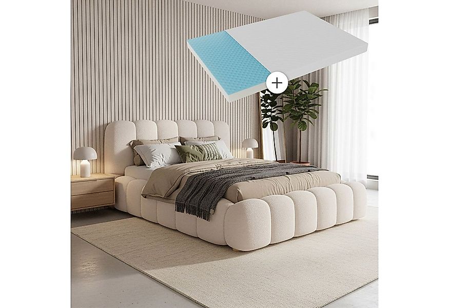 Juskys Polsterbett Catania, Mit Matratze, gepolstertes Kopfteil, Bubble Des günstig online kaufen